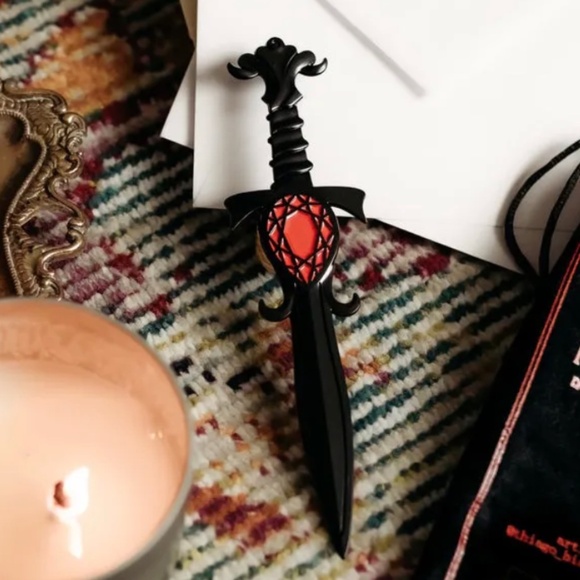 Bridge Kingdom Black and Red Dagger Letter Opener by Bookish Box - Picture 1 of 3